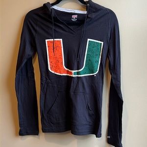 NWT University of Miami Hurricanes "U" long sleeved hoodie shirt
